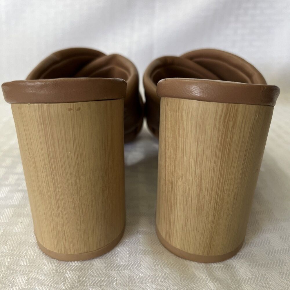 Qupid Strappy Block Heel Sandals Tan Womens 9 Slip On NWOT - Picture 8 of 8